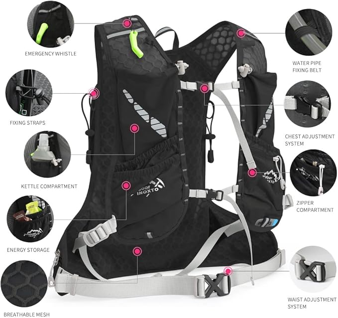 IX INOXTO Running Hydration Vest for Men Women Water Backpack for Running 3L Running Hydration Pack for Trail Running Marathon Race Hiking