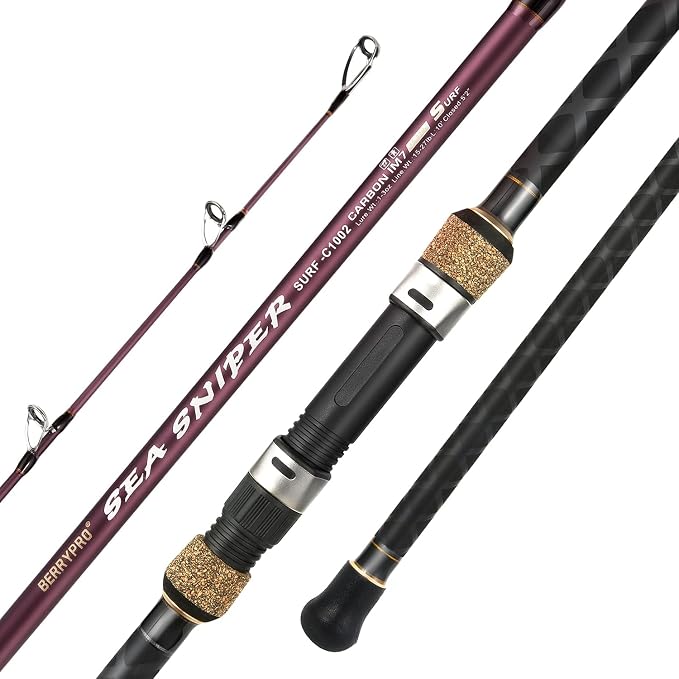 Berrypro Surf Spinning & Casting Fishing Rod Carbon Fiber Travel Fishing Rod(9-Feet & 10-Feet & 12-Feet & 13.3-Feet)