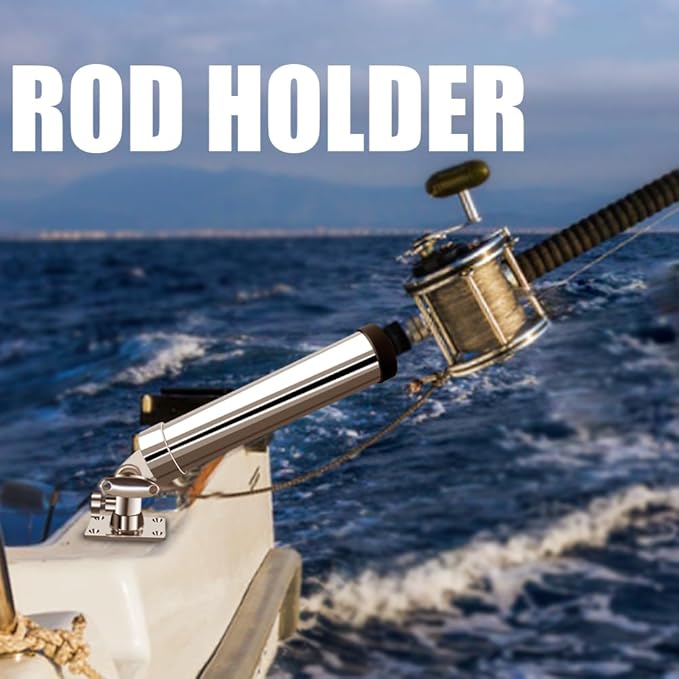 Made Set of 2 Fishing Rod Holder, 316 Stainless Steel Adjustable Fishing Pole Holder, Marine Deck Mount Trolling Rod Holder for Boat Ship Yacht