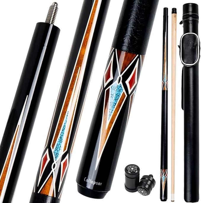 Collapsar CA Pool Stick with 1X1 Hard Case,58" Maple Professional Billiard Cue Stick,19-21 oz Pool Cue Set