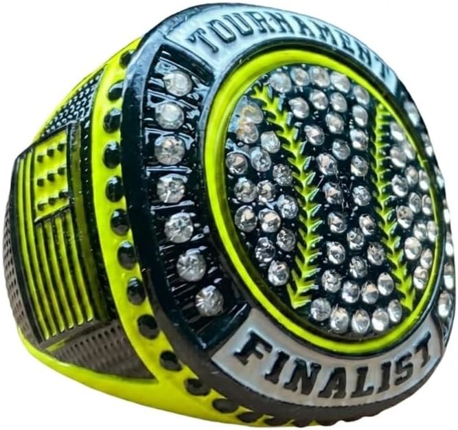 Legacy Rings 1 or 12 Pack Neon Yellow Baseball Softball Championship Trophy Ring Award for Tournament Champion or Finalist