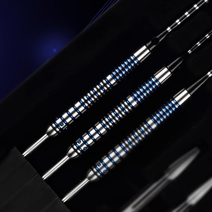 Formula Sports 90% Tungsten Steel Tip Darts Set - Professional Darts Metal Tip Set Available in 21g/22g/23g/24g, with Aluminum Shafts, Tungsten Barrels, Extra Flights, Sharpener