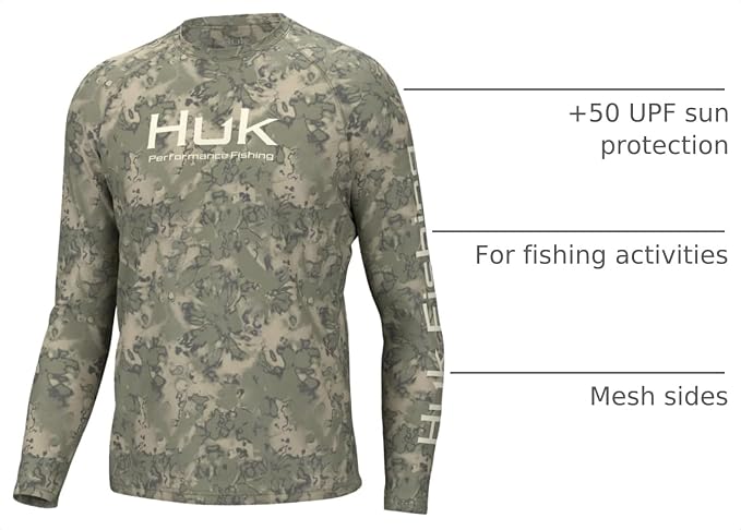 HUK Men's Pursuit Vented Long Sleeve Fishing Shirt (+30 UPF)