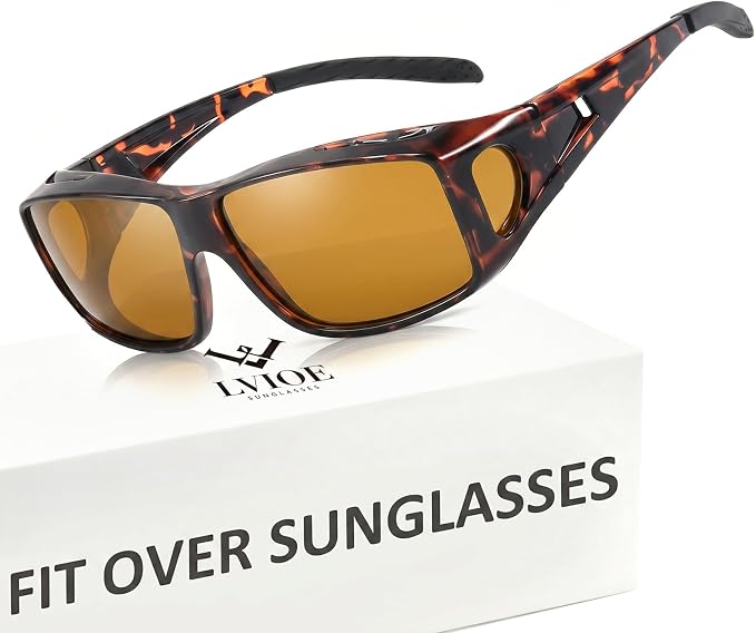 LVIOE Over Glasses Sunglasses Wrap Around Polarized Sunglasses for Men Women Fit Over Prescription Glasses with UV Protection