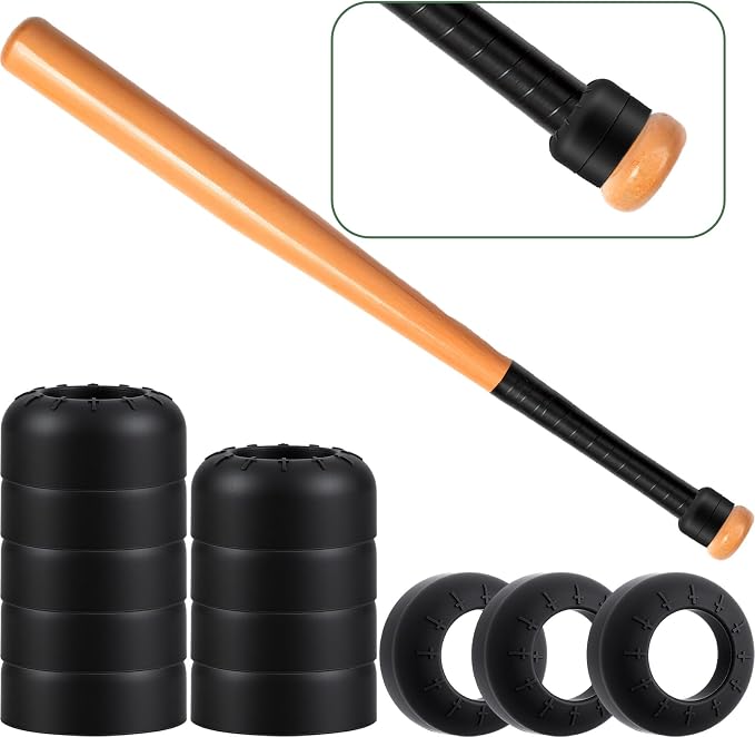 Soulchen 12 Pack Baseball Bat Grip Choke up Ring for Youth Baseball Softball Tee Ball Choke Ring Improve Grip Through Swing Knob and Reduce Sting Bat Accessories - Black