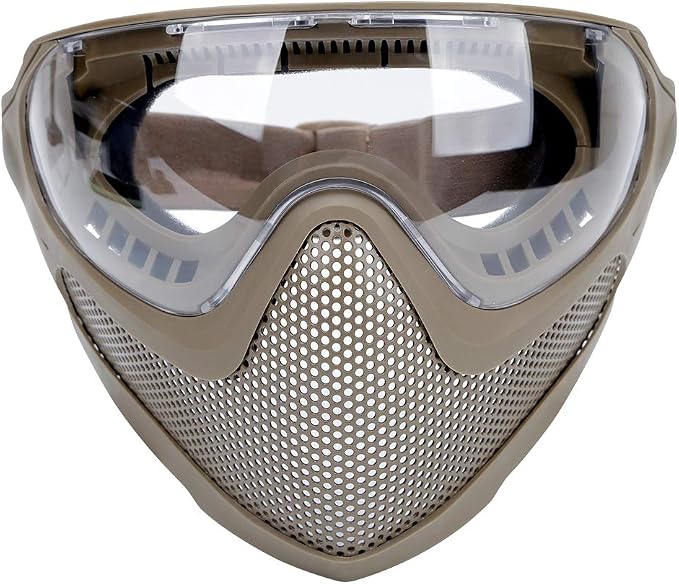 ATAIRSOFT 2 Modes Airsoft Mask Full Face Tactical Safety Protective Mask Anti-Fog Goggles Set with 3 Interchangable Lens