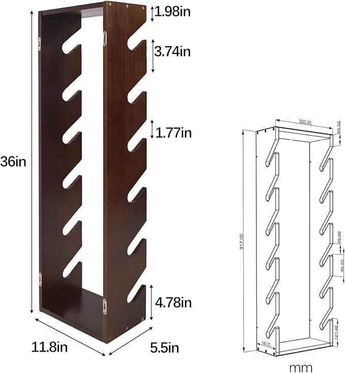 Skateboard Rack Wall Mount 6-Tier Wooden Skateboard Storage Rack Holder Skateboard Stand Display Organizer Skateboard Hanger for Longboard, Deck, Standard Skateboards