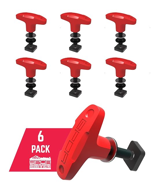 GPCA - GP Anchor Quick-Release Tie Down Anchor/T-Handle M8 25mm Set with Screw Nuts for Fast Jeep Top Removal Lift, Truck Tie Downs, Jeep Wrangler Accessories for 4xe, J & YJ, Patented, Red, 6 Packs