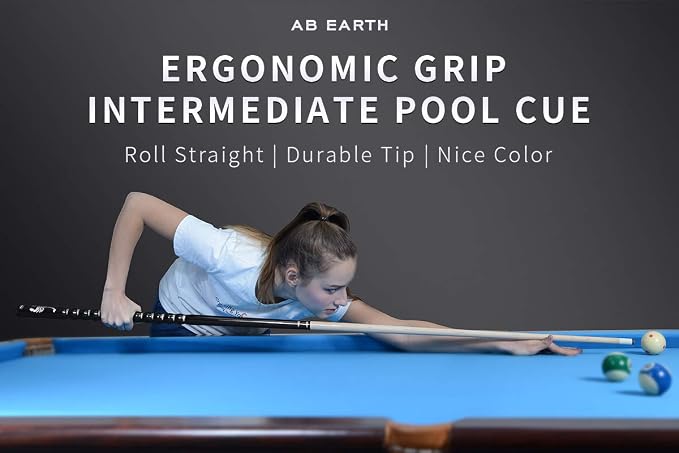 Ergonomic Design 13mm Tip 58" Maple Pool Cue Stick Kit with Hard Case
