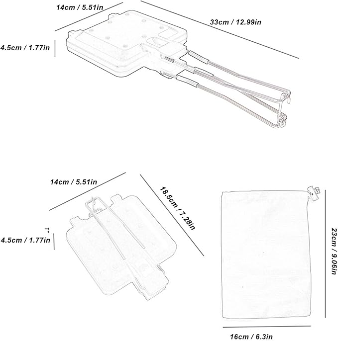 Fdit Camping Foldable Portable Sandwich Japanese Toast Double Sided Frying Pan Bread Clip Non stick Coated Baking Sheet for Outdoor