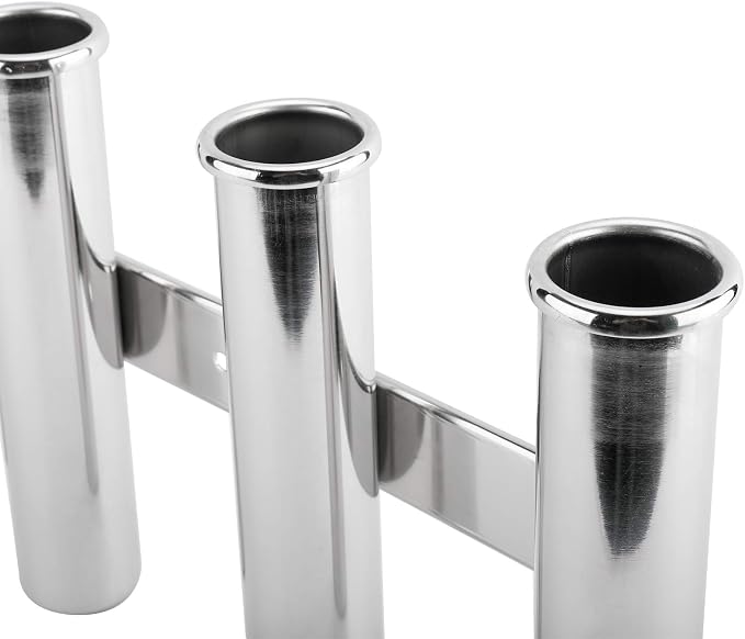 YaeMarine Fishing Rod Holder 316 Stainless Steel Fishing Rod Rack 3Tube/4Tube/5Tube/6Tube Mirror Finish for Marine Boat Yacht Camper