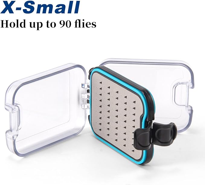 Dr.Fish 2 Pieces Fly Fishing Box, Flies Storage Case Waterproof Silicone Double Sided Clam Fishing Jig Boxes Crappie Panfish Trout X-small