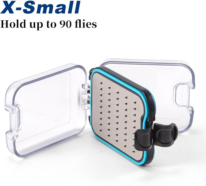 Dr.Fish Fly Fishing Box, Flies Storage Case Waterproof Silicone Double Sided Clam Fishing Jig Boxes Crappie Panfish Trout X-small