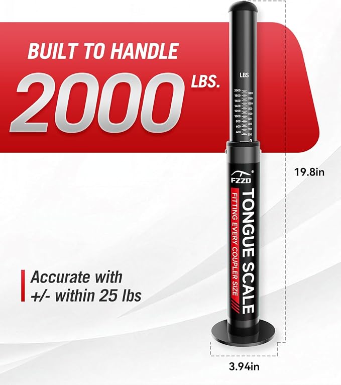 FZZD Trailer Tongue Weight Scale, 2000 lbs Max Weight Capacity, for RV, Boat, Travel Trailers, Black