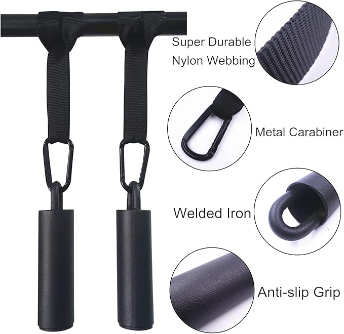 Pull Up Grips Set with Hanging Straps and Strong Carabiner, Finger Strengthener，Forearm, Biceps, Ninja Warrior, Back Muscles Training