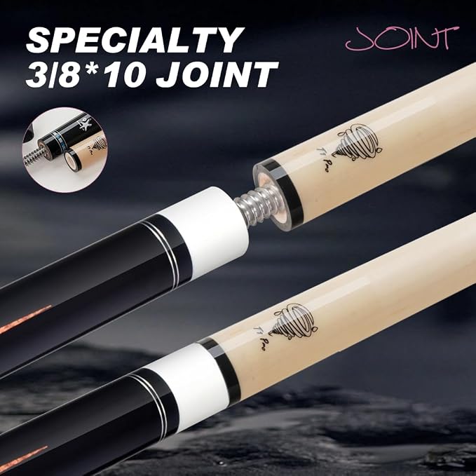 CRICAL-Fury AE-NT Series Pool Stick with 1X1 Hard Case,58" Maple Professional Billiard Cue Stick (10.5/11.5/12.5mm Tip) Pool Cue Set