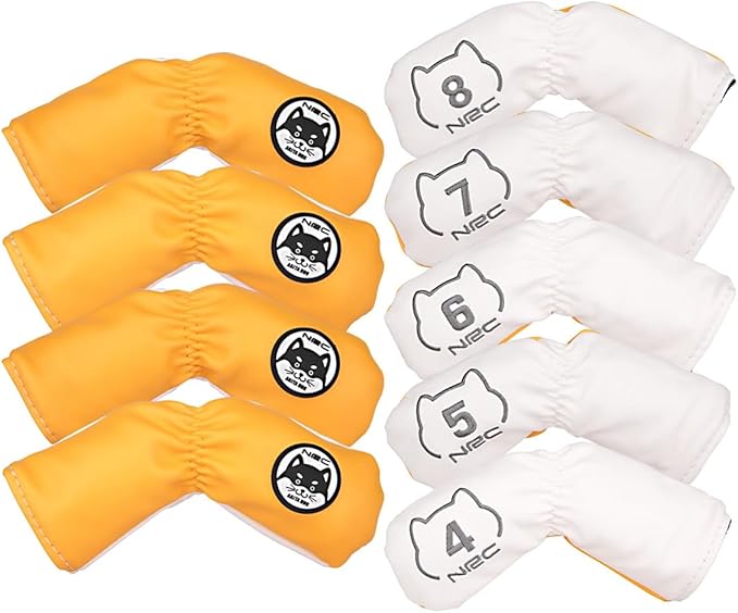 9pcs/Set Akita Dog Design Golf Club Iron Head Covers 4-9,P,S,A Fit Right Hand Irons