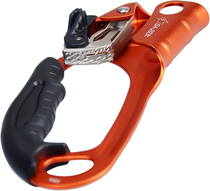 UIAA & CE Certified Climbing Rappelling Equip Hand Ascender Left Right Hand for 8-13mm Rope 4kN