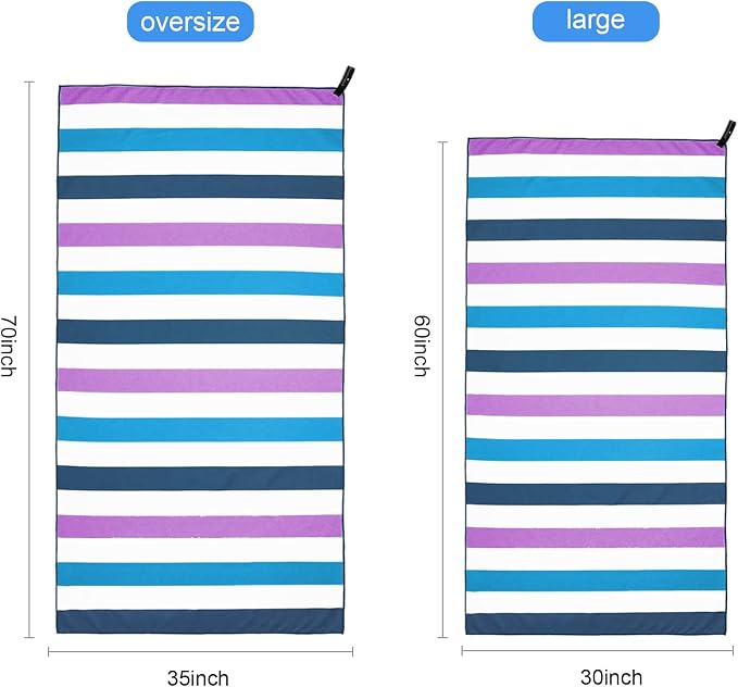 Exclusivo Mezcla Microfiber Quick Dry Beach Towel, Oversized Lightweight Sandfree Pool Towel for Swimming Camping Travel with Bag (Dark Purple, 35x70 Inches)