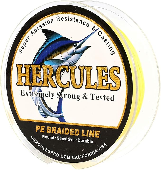 HERCULES Cost-Effective Super Cast 8 Strands Braided Fishing Line 10LB to 300LB Test for Salt-Water,109/328/547/1094 Yards(100M/300M/500M/1000M),Diam.#0.12MM-1.2MM,Hi-Grade Performance,Variety Colors