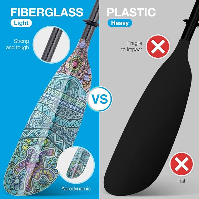 Hornet Watersports Fiberglass Kayak Paddle for Adults- Ideal for Touring, Fishing and Boating- 90.5 inches / 230CM Adjustable with Carbon Fiber Shaft- Kayak Oars Kayaking Equipment