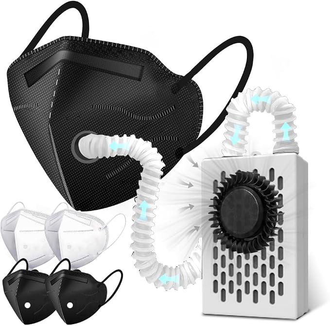 Breathe easily,Electric Face Maks with Fan,Mini PAPR System,Powered Airflow Shield for Cycling, Outdoor Sports & Daily Protection Against Dust, Paint Overspray