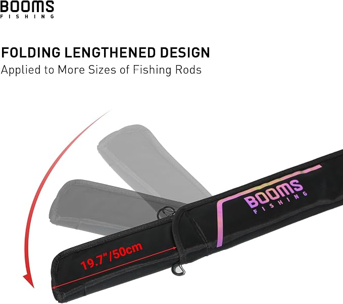 Booms Fishing PB4 6.4ft~8ft Fishing Rod and Reel Case, Portable Folded Fishing Pole Case, 1ft/7.7" Extended Design Fishing Spinning Rod Bag, Store Up to 2~3 Fishing Rods and Reels, 76"~96"