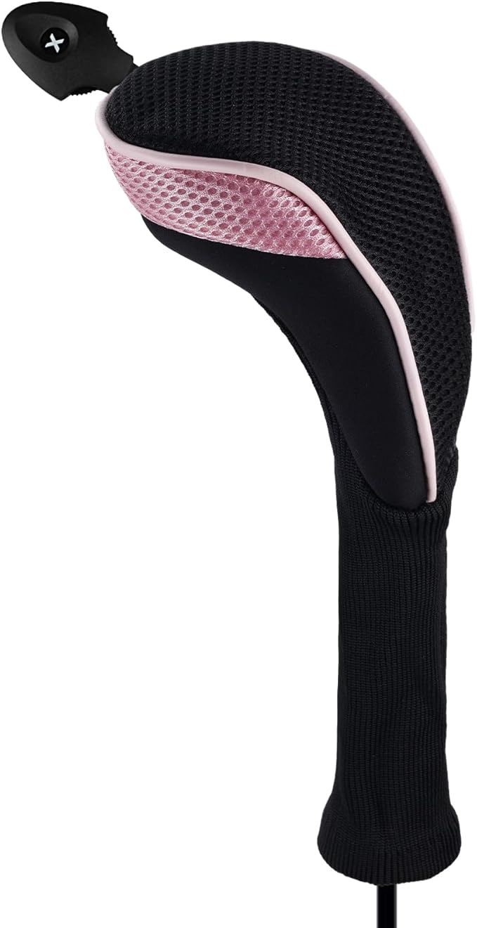 Andux 2 Pack Long Neck Golf Hybrid Club Head Covers Dial No. Tag CTMT-01 | Mesh Breathable material | all the Same Size | Coloured Piping | Pull-On Closure