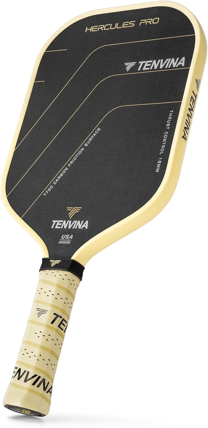 TENVINA Pickleball Paddles, Thermoformed T700SC Carbon Fiber Pickleball Paddle, Pickle Ball Paddle USAPA Approved with Dominant Power and Larger Sweet Spot