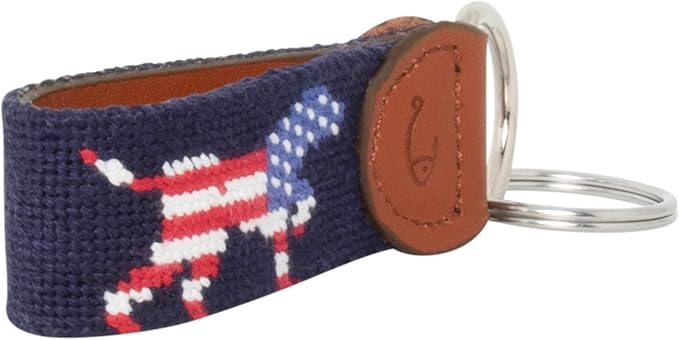 Leather Hand-Stitched Needlepoint Key Fob or Key Chain