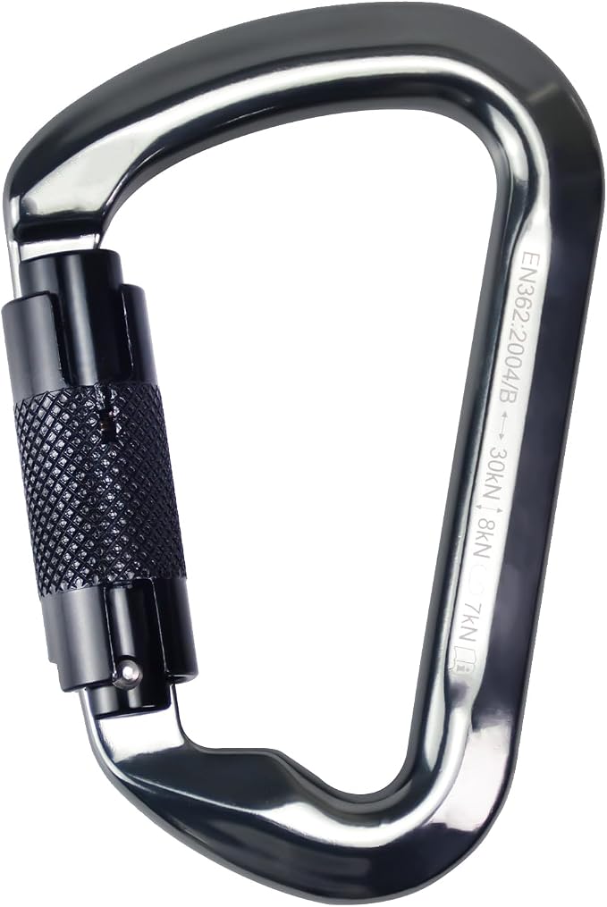 SEPEAK UIAA 30kN Climbing Carabiner Clips, Professional Heavy Duty Twist Locking Carabiners for Climbing,Mountaineering, Rappelling, Camping, Hiking, Swings, Large D Ring Hooks