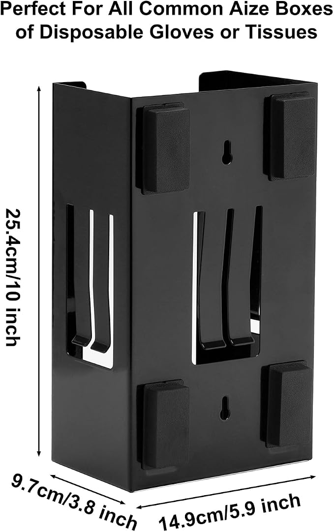 CASOMAN Magnetic Glove Dispenser - 8LBS Capacity, Wall Mount Magnet, Black Dispenser Box