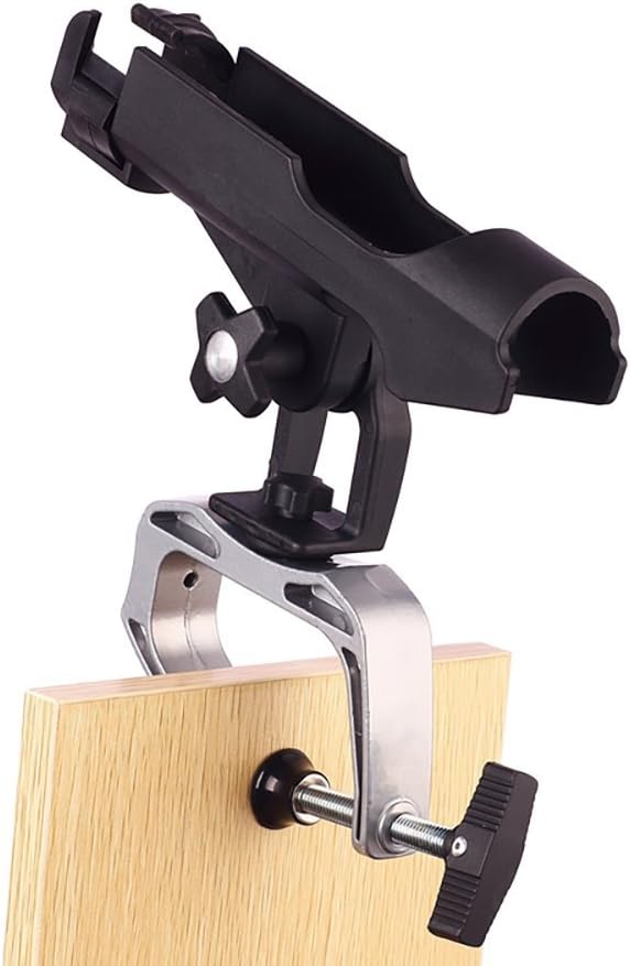 HiUmi Fishing Boat Rods Holder with Large Clamp Opening 360 Degree Adjustable Fishing Rod Racks Folding Holder