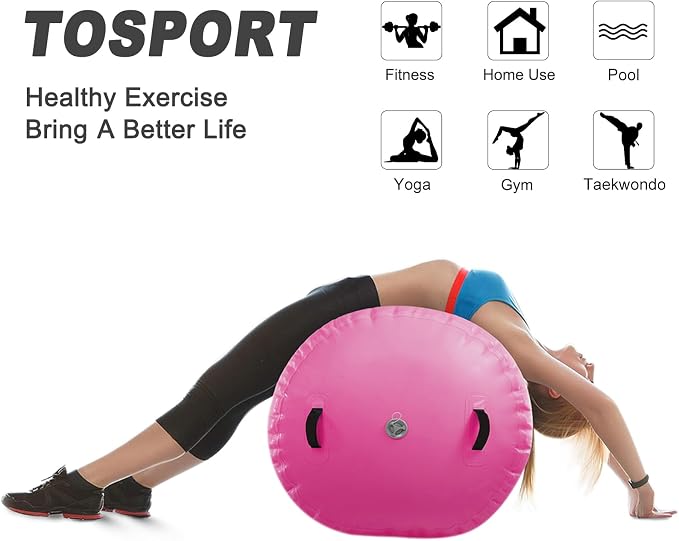 Air Roller Gymnastics Mat 60 75 cm Inflatable Air Barrel 3.3FT Gymnastics Tumbling Mat With Pump for Hand Spring Rear Training/Home Use/Fitness/Yoga