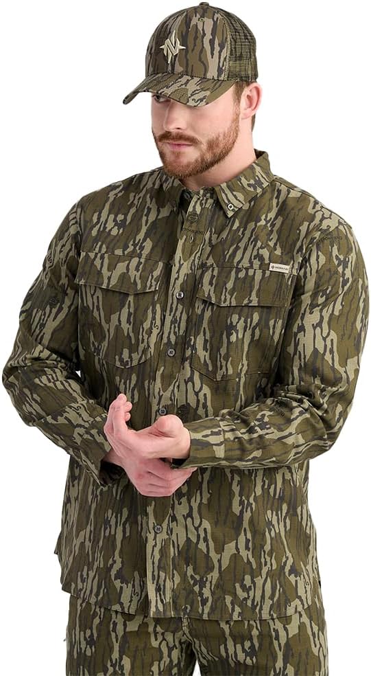 Nomad Men's Rub Line Field Shirt - Durable Long Sleeve Button-Down Hunting Shirt with Advanced Performance Features