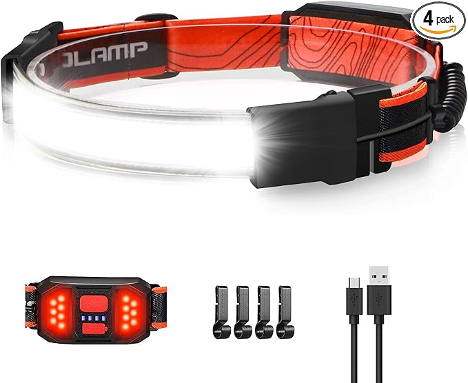 LED Headlamp Flashlight, 1000lumens 230° Broadbeam Headlight, USB Rechargeable Head Lamp with Red Taillight, Lightweight Waterproof Headlamps for Camping Running Hiking, Hard Hat Headlamp
