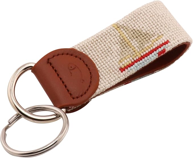 Leather Hand-Stitched Needlepoint Key Fob or Key Chain