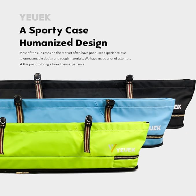 Pool Cue Case 3x4,Pool Stick Case 3 Sticks with Accessory Zipper Pockets,Cue Stick Case with Shoulder Strap Handle,Billiard Pool Cue Carrying Case with Large Front Accessory Pocket
