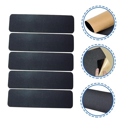 DECHOUS 5pcs Slip Sandpaper Skateboard Grip Tape Sheets Longboard Grip Tape Sticker