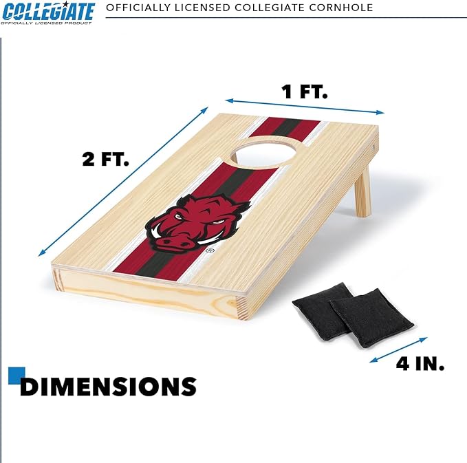 Wild Sports College Portable Size 1' x 2' Solid Wood Cornhole Set with Direct Print HD Team Graphics – Travel Size