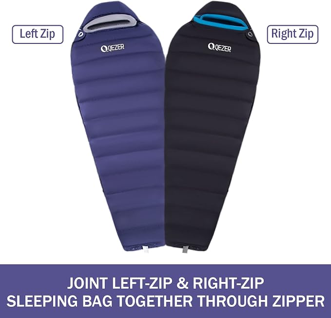 Down Sleeping Bag for Adults, 0°F 10°F 15°F 20°F 600 Fill Power Mummy Lightweight Compact Cold and Warm Weather Backpacking Sleeping Bag for Camping Hiking Outdoor All Seasons