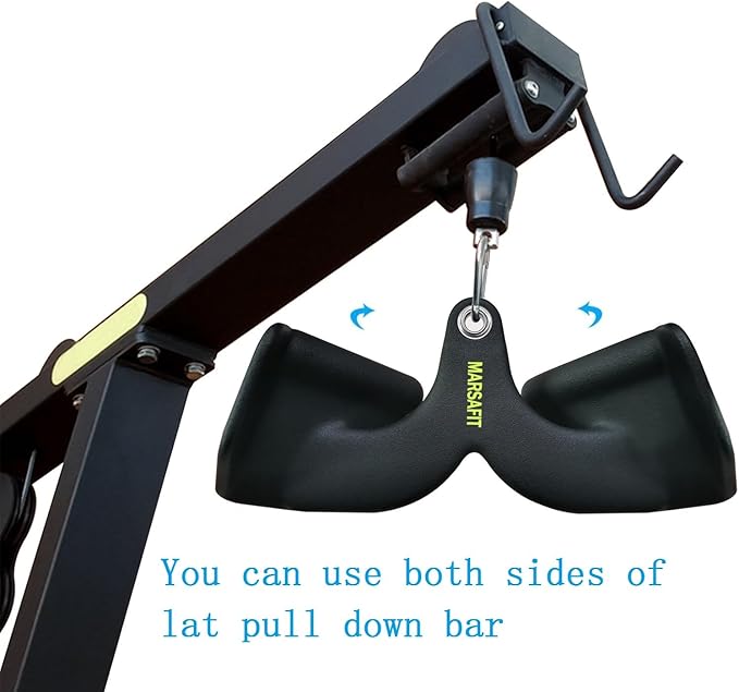 MARSAFIT Home Gym Fitness Rowing T-bar V-bar Pulley Cable Machine Attachment, Bicep Curl Tricep LAT pulldown Bar Back Strength Training Handle Grips LAT Pull Down Bar for Seat Row Workout