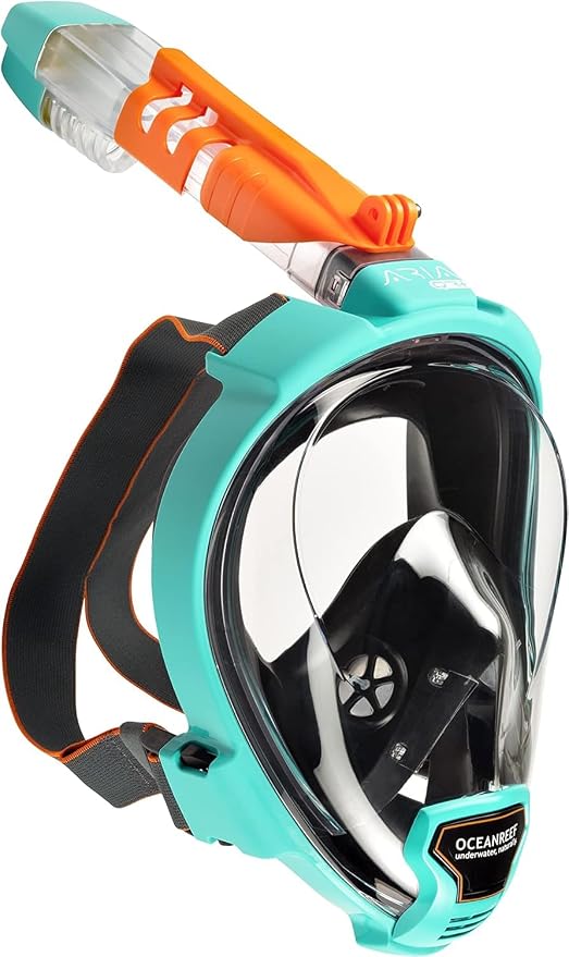 OCEAN REEF - Aria QR + Quick Release Snorkeling Mask - Full Face Snorkeling Mask - 180 Degree Underwater Vision - 8 Colours and 4 Sizes