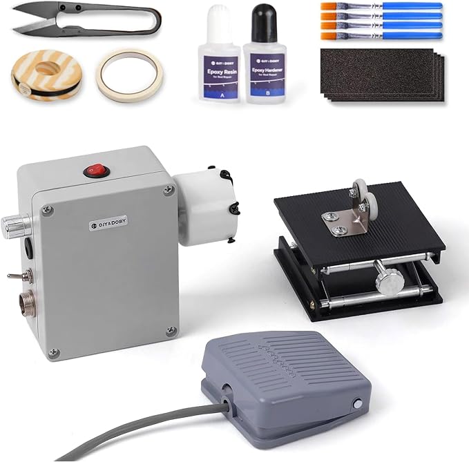 OJYDOIIIY Fishing Rod Repair Kit,Rod Building Kit and Supplies,Wrapping and Winding Machine for Epoxy Drying