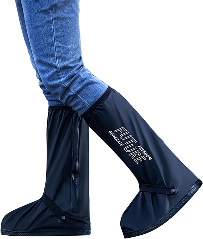 Waterproof Rain Shoe Covers Reusable Anti-Slip and Reflector Portable Motorcycle Rain Boots for Men Women
