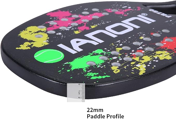 ianoni Beach Tennis Racket,Carbon Fiber Grit Face with EVA Memory Foam Core Beach Tennis Racket