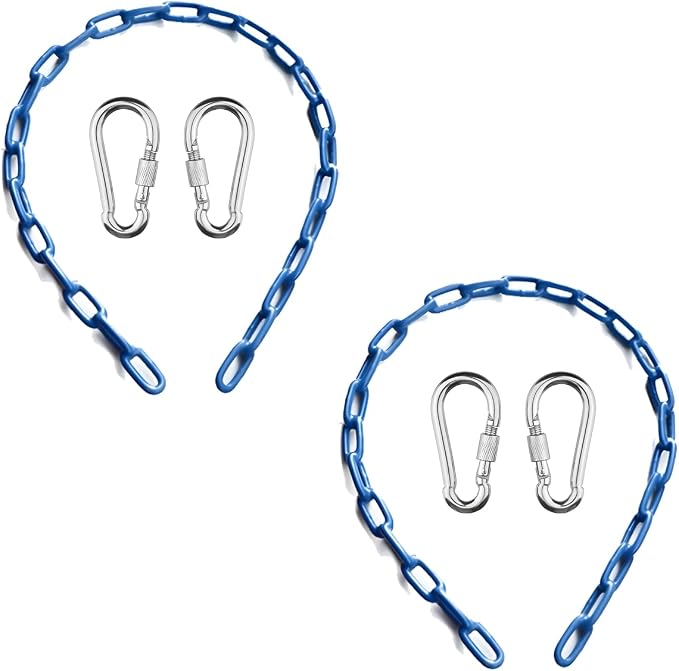 Swing Chains (2) Fully Coated for Swing Set with 4 Free Quick Links Anti-Rust Iron Link Chains Playground Kids Tree Swing Seat Accessories and Replacement Support 660 Lb (Blue)