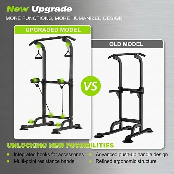 Power Tower Pull Up Bar,Pull-Up Rack Dip Station,Height Adjustable Multi-functional Home Strength Training Gym Equipment, Save Space,People Below 6 feet