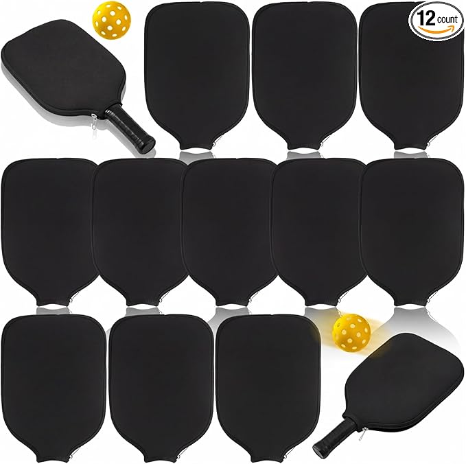 12 Pcs Paddle Cover Compatible with Pickleball Paddle Cover Neoprene Racket Sleeve with Zipper, Protection Covers for Men Women
