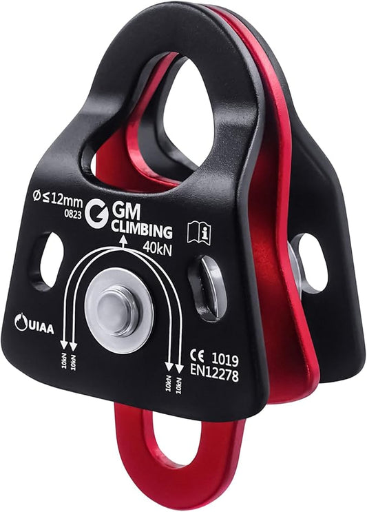 GM CLIMBING 40kN Micro Double Pulley Prusik Minding Ball Bearing UIAA CE for Progress Capture System Rigging Hauling Rescue Arborist Tree Climbing